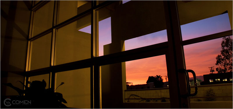 Comen VFX sunset view from inside the facility